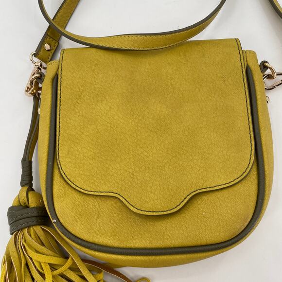 Steve Madden Mustard Yellow Leather with Tassel Crossbody Purse Bag - Picture 3 of 13